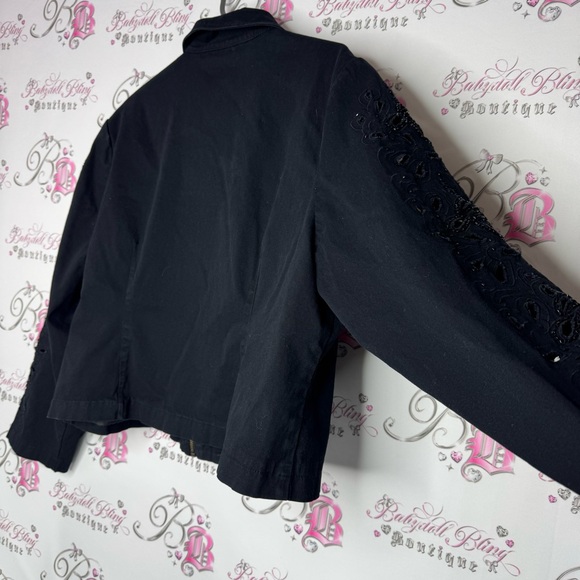 Lafei Nier jacket embroidered beads open design arms bling rhinestone zipper - Picture 5 of 10